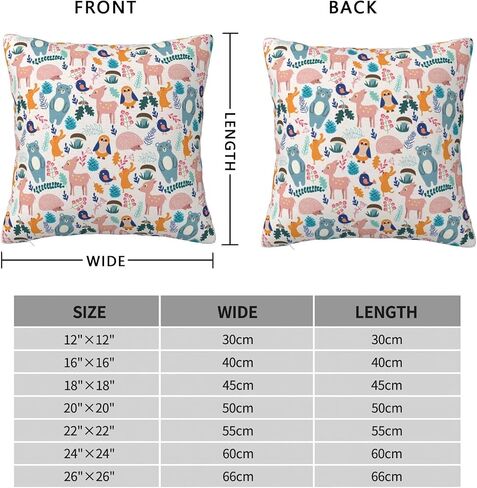 Throw Pillowcase Cute Animal Patterns Cover Square Waist Pillowcase Invisible Zipper Opening Design in Kuwait