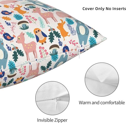 Throw Pillowcase Cute Animal Patterns Cover Square Waist Pillowcase Invisible Zipper Opening Design in Kuwait