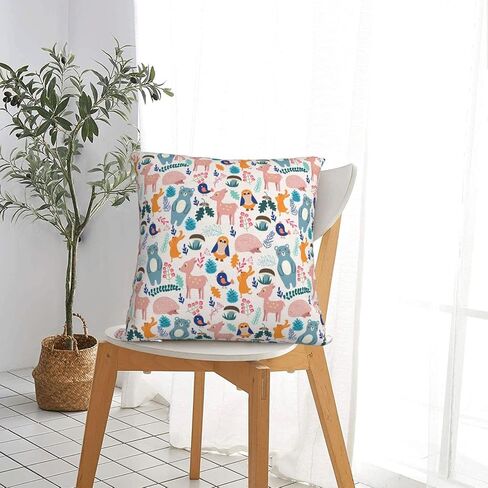 Throw Pillowcase Cute Animal Patterns Cover Square Waist Pillowcase Invisible Zipper Opening Design in Kuwait