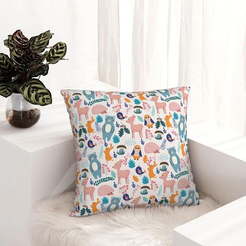 Throw Pillowcase Cute Animal Patterns Cover Square Waist Pillowcase Invisible Zipper Opening Design in Kuwait