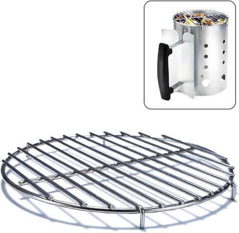 Chimney-Mate Charcoal Starter Grilling Grate | Sous Vide Searing Accessory | Turn Your Charcoal Chimney Into A Portable Grill | Fits On Top Of Most 7.5 Inch Chimneys | Portable Camping Grill Grate in Kuwait