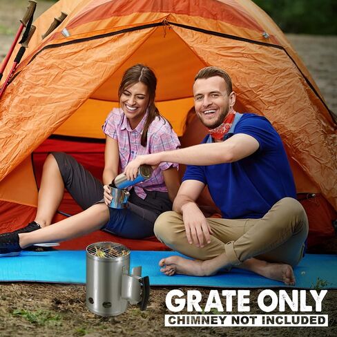 Chimney-Mate Charcoal Starter Grilling Grate | Sous Vide Searing Accessory | Turn Your Charcoal Chimney Into A Portable Grill | Fits On Top Of Most 7.5 Inch Chimneys | Portable Camping Grill Grate in Kuwait