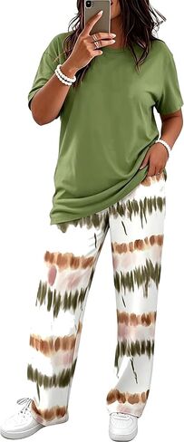 Batehif Plus Size Lounge Pajamas Set for Womens 2 Pieces Sweatsuit Matching Loungewear Travel Outfitss in Kuwait