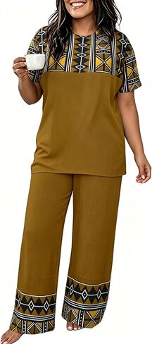 Batehif Plus Size Lounge Pajamas Set for Womens 2 Pieces Sweatsuit Matching Loungewear Travel Outfitss in Kuwait