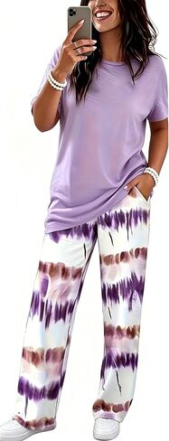 Batehif Plus Size Lounge Pajamas Set for Womens 2 Pieces Sweatsuit Matching Loungewear Travel Outfitss in Kuwait