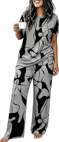 Batehif Plus Size Lounge Pajamas Set for Womens 2 Pieces Sweatsuit Matching Loungewear Travel Outfitss in Kuwait
