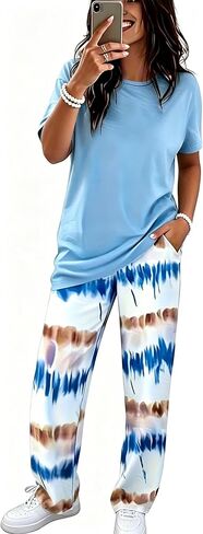 Batehif Plus Size Lounge Pajamas Set for Womens 2 Pieces Sweatsuit Matching Loungewear Travel Outfitss in Kuwait
