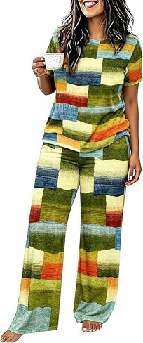 Batehif Plus Size Lounge Pajamas Set for Womens 2 Pieces Sweatsuit Matching Loungewear Travel Outfitss in Kuwait