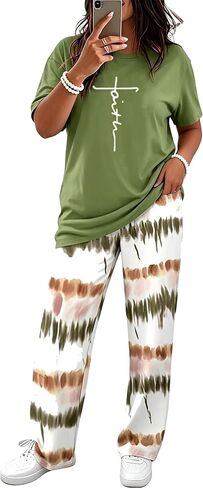 Batehif Plus Size Lounge Pajamas Set for Womens 2 Pieces Sweatsuit Matching Loungewear Travel Outfitss in Kuwait