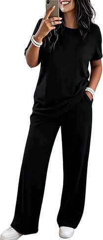 Batehif Plus Size Lounge Pajamas Set for Womens 2 Pieces Sweatsuit Matching Loungewear Travel Outfitss in Kuwait