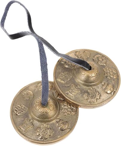 KESYOO 1Pc Brass Cymbal Bell for Meditation with Storage Bag Durable Instrument for Yoga Religious Ceremonies and Healing Practices Premium Brass Color with Eight in Kuwait