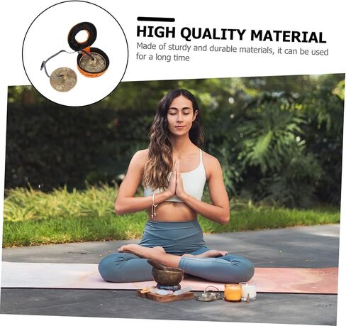 KESYOO 1Pc Brass Cymbal Bell for Meditation with Storage Bag Durable Instrument for Yoga Religious Ceremonies and Healing Practices Premium Brass Color with Eight in Kuwait