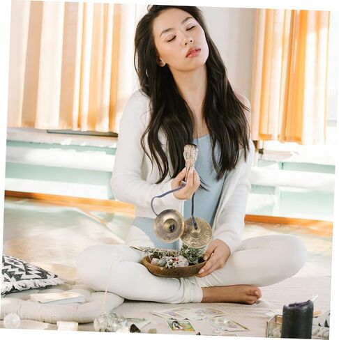 KESYOO 1Pc Brass Cymbal Bell for Meditation with Storage Bag Durable Instrument for Yoga Religious Ceremonies and Healing Practices Premium Brass Color with Eight in Kuwait