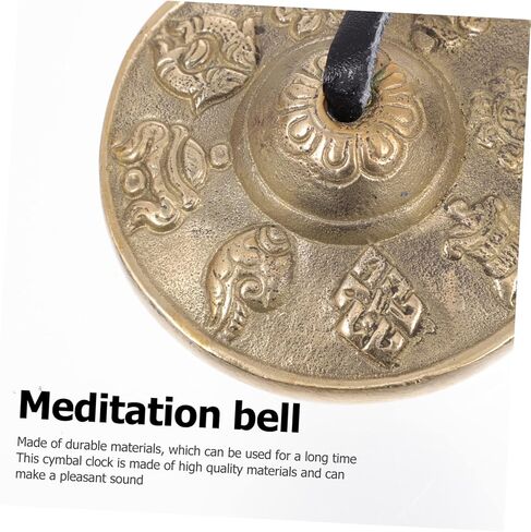 KESYOO 1Pc Brass Cymbal Bell for Meditation with Storage Bag Durable Instrument for Yoga Religious Ceremonies and Healing Practices Premium Brass Color with Eight in Kuwait