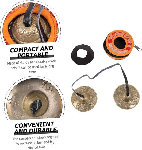 KESYOO 1Pc Brass Cymbal Bell for Meditation with Storage Bag Durable Instrument for Yoga Religious Ceremonies and Healing Practices Premium Brass Color with Eight in Kuwait