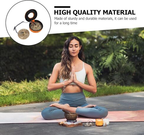 Alasum Handmade Brass Meditation Cymbal Bell with Eight Treasure Auspicious Pattern Musical Instrument for Yoga Practice and Mindfulness Includes Storage Bag Clear High-pitched Sound for in Kuwait