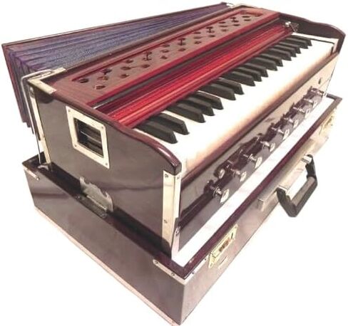Portable Folding Harmonium, 9 Stops, Rosewood Color, 3 1/2 Octave, Coupler, Bag, Tuned To A440 in Kuwait