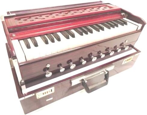 Portable Folding Harmonium, 9 Stops, Rosewood Color, 3 1/2 Octave, Coupler, Bag, Tuned To A440 in Kuwait