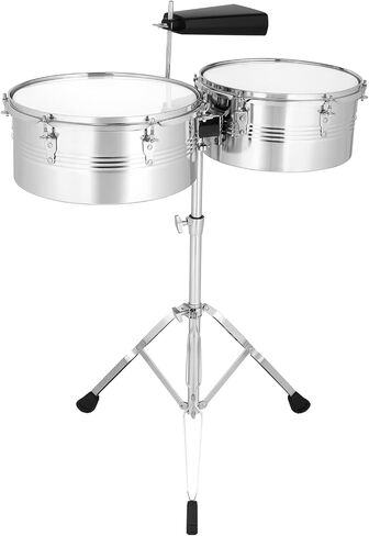 مجموعة طبول Timbales مقاس 13 بوصة و14 بوصة مع حامل عالي التحمل وجرس البقر لأداء فرقة السالسا للموسيقى اللاتينية in Kuwait