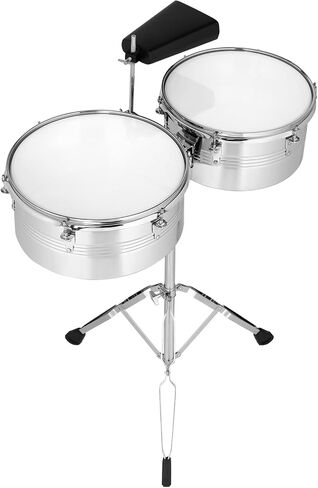 مجموعة طبول Timbales مقاس 13 بوصة و14 بوصة مع حامل عالي التحمل وجرس البقر لأداء فرقة السالسا للموسيقى اللاتينية in Kuwait