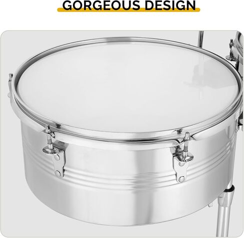 مجموعة طبول Timbales مقاس 13 بوصة و14 بوصة مع حامل عالي التحمل وجرس البقر لأداء فرقة السالسا للموسيقى اللاتينية in Kuwait