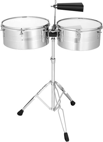 مجموعة طبول Timbales مقاس 13 بوصة و14 بوصة مع حامل عالي التحمل وجرس البقر لأداء فرقة السالسا للموسيقى اللاتينية in Kuwait