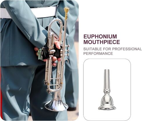 قطعة الفم Beaupretty Euphonium متينة وليس من السهل إتلافها، بديل النحاس المطلي بالفضة للاعبي Euphonium المحترفين للحفلات الموسيقية والعشاء في الهواء الطلق in Kuwait