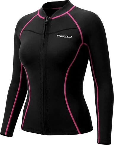 Owntop Women Wetsuit Top, 2mm Thermal Neoprene Jacket, High Stretch for Cold Water Swimming Surfing Snorkeling, Front Zip in Kuwait
