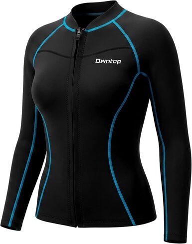 Owntop Women Wetsuit Top, 2mm Thermal Neoprene Jacket, High Stretch for Cold Water Swimming Surfing Snorkeling, Front Zip in Kuwait