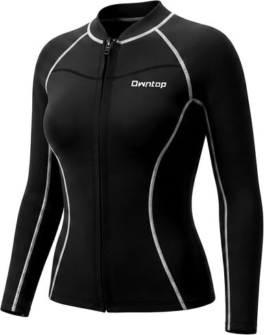 Owntop Women Wetsuit Top, 2mm Thermal Neoprene Jacket, High Stretch for Cold Water Swimming Surfing Snorkeling, Front Zip in Kuwait