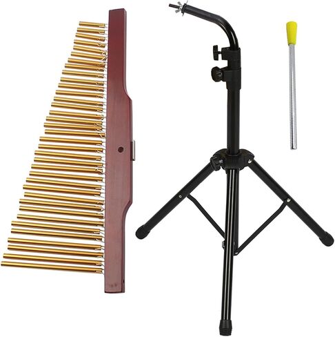 Qinlorgo 36 Note Bar Chime، 36 أجراس ألومنيوم صلب مع قاعدة خشبية، ارتفاع قابل للتعديل 68.5 × 162 سم، مع مطرقة، لتزيين مكتب الفصول الدراسية هدية تعليمية للأطفال، 68.5 × 162 سم in Kuwait
