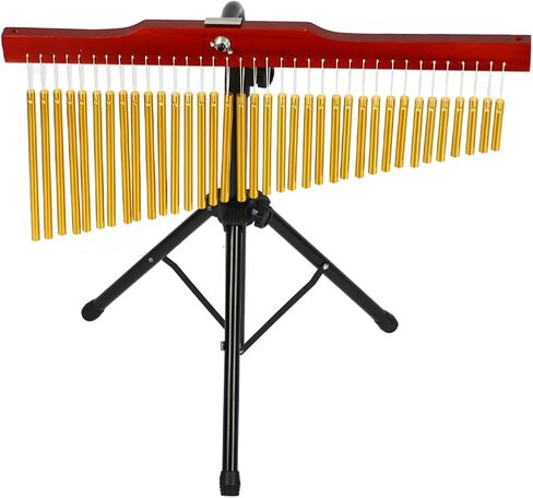 Qinlorgo 36 Note Bar Chime، 36 أجراس ألومنيوم صلب مع قاعدة خشبية، ارتفاع قابل للتعديل 68.5 × 162 سم، مع مطرقة، لتزيين مكتب الفصول الدراسية هدية تعليمية للأطفال، 68.5 × 162 سم in Kuwait
