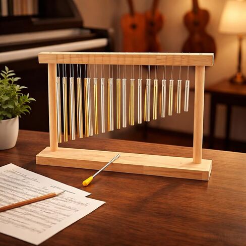 20-Note Bar Chime, Wood Percussion Musical Instrument with Mallet, Table Top Wind Chime for Meditation & Sound in Kuwait