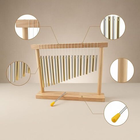 20-Note Bar Chime, Wood Percussion Musical Instrument with Mallet, Table Top Wind Chime for Meditation & Sound in Kuwait