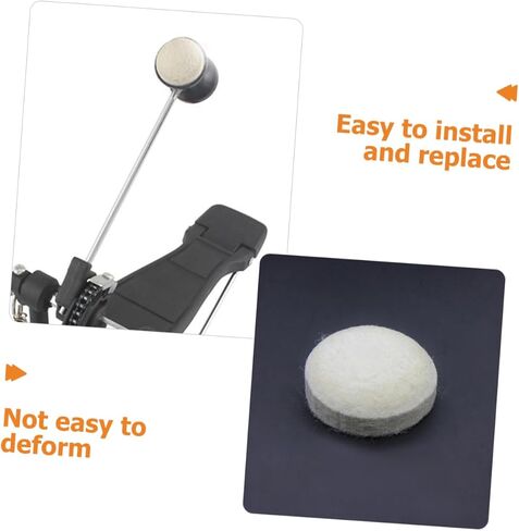 Replacement Drum Hammers Head Pad White Felt Pad for Timpani Mallets Foot Pedal Heads for Drummers in Kuwait