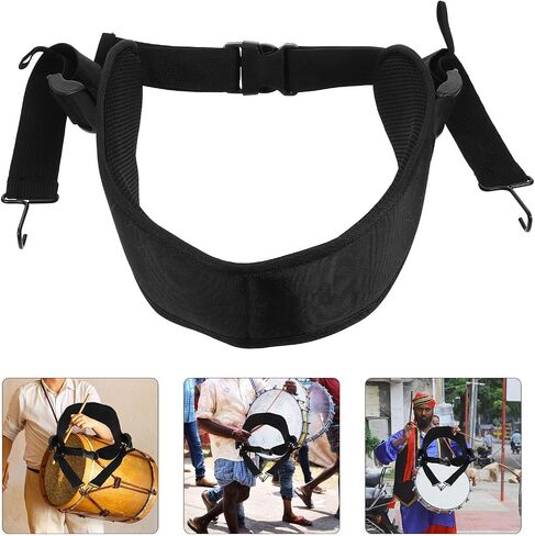 Garneck Adjustable Black Djembe Drum Belt Strap with Thickened Wide Nylon Mesh Cloth and Sturdy Metal Hooks for Hand Drum Carrying and Marching Band Use in Kuwait