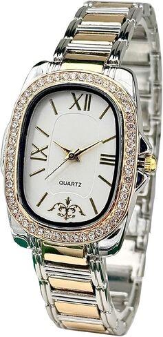 Women Vintage Gold Rome Watch Oval Case Adjustable Stainless Steel Watch Band Waterproof Analog Quartz Watch in Saudi Arabia