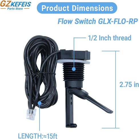 Flow Switch for Hayward,Replacement for GLX-FLO-RP,Flow Switch for Hayward Goldline Aquarite Salt System,Pool Flows Sensor for Salt Cell and Chlorine Generators,15 Foot Cable in Kuwait