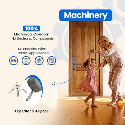 قفل باب ميكانيكي MUTEX MX230G - كل من لوحة المفاتيح بدون مفتاح أو إدخال المفتاح الميكانيكي، مقاوم للماء والحرارة/الحريق، ميكانيكي 100%، جيد للاستخدام الداخلي والخارجي (إصدار جديد 2026) in Kuwait