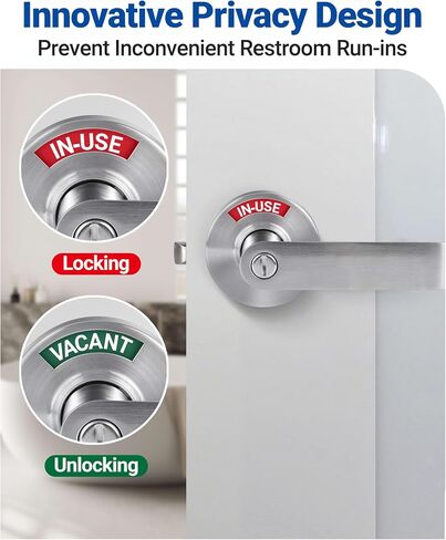 Bathroom Privacy Lever Lock with Large Vacant/Occupied Indicator (2 Pack), Commercial Grade Door Handle for Restrooms, ANSI Grade 2, Satin Nickel, Emergency Release Bathroom Lock in Kuwait