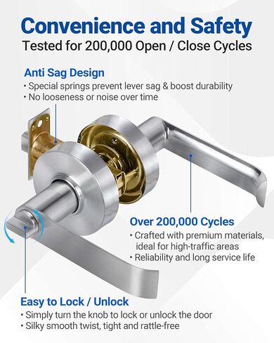 Bathroom Privacy Lever Lock with Large Vacant/Occupied Indicator (2 Pack), Commercial Grade Door Handle for Restrooms, ANSI Grade 2, Satin Nickel, Emergency Release Bathroom Lock in Kuwait