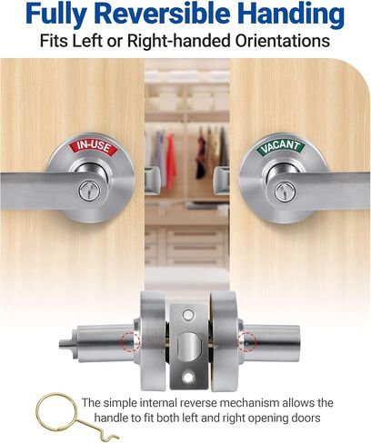 Bathroom Privacy Lever Lock with Large Vacant/Occupied Indicator (2 Pack), Commercial Grade Door Handle for Restrooms, ANSI Grade 2, Satin Nickel, Emergency Release Bathroom Lock in Kuwait