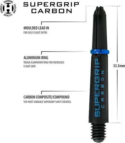 Harrows Darts 3 x Sets of Supergrip Carbon Dart Stems - 9 Dart Shafts in Total - Medium, Midi & Short (Aqua, Short) in Kuwait