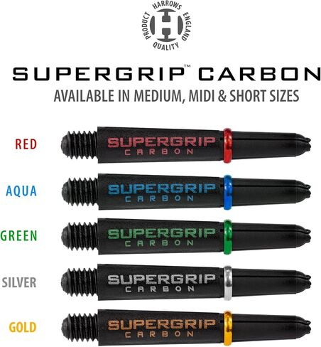 Harrows Darts 3 x Sets of Supergrip Carbon Dart Stems - 9 Dart Shafts in Total - Medium, Midi & Short (Aqua, Short) in Kuwait