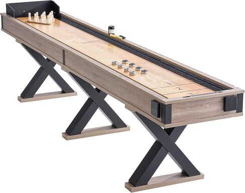 Happybuy طاولة الشفلبورد، 11.5 قدم لغرف الألعاب العائلية، مجموعة ألعاب الشفلبورد والبولينج 2 في 1، مع ساحة لعب مقاومة للخدش، أرجل، 8 كرات صول، مجموعة بولينج، شمع in Kuwait