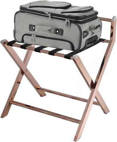 Rack,Luggage Holders for Guest Room,1pack Foldable Luggage Rack Hotel Stainless Steel Suitcase Stand for Home Bedroom Guest Room Bedroom Hotel(Rose Gold) in Kuwait