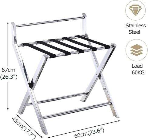 Rack,Luggage Holders for Guest Room,1pack Foldable Luggage Rack Hotel Stainless Steel Suitcase Stand for Home Bedroom Guest Room Bedroom Hotel(Rose Gold) in Kuwait