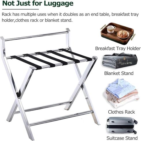 Rack,Luggage Holders for Guest Room,1pack Foldable Luggage Rack Hotel Stainless Steel Suitcase Stand for Home Bedroom Guest Room Bedroom Hotel(Rose Gold) in Kuwait