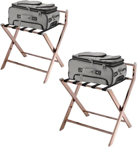 Rack,Luggage Holders for Guest Room,1pack Foldable Luggage Rack Hotel Stainless Steel Suitcase Stand for Home Bedroom Guest Room Bedroom Hotel(Rose Gold) in Kuwait