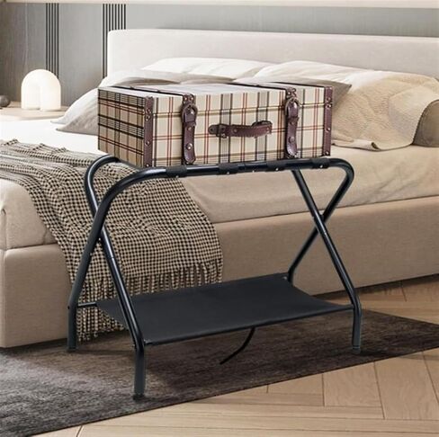 Rack,Folding Luggage Racks Carbon Steel Suitcase Stand with Storage for Guest Room Bedroom Hotel Bedroom Hotel in Kuwait